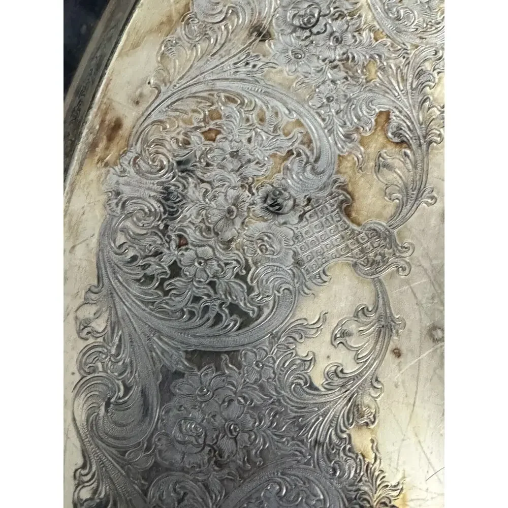 Wm Rogers &‎ Sons Victorian Rose Tray 1981 Silverplate 24 Inch Two Handle VTG